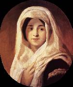 Brocky, Karoly Portrait of a Woman with Veil oil on canvas